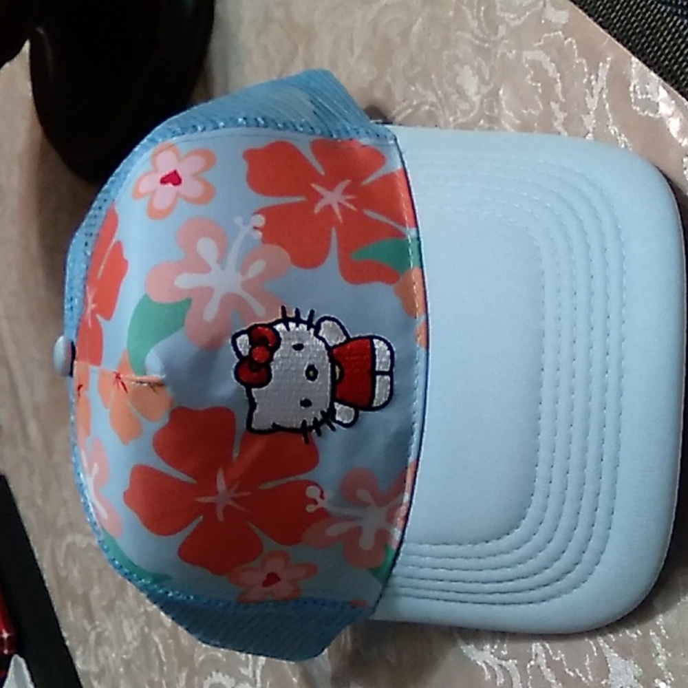 Hello Kitty Light Blue Floral Mesh Cap